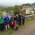 Outdoorlads return from a long, wet walk to Penpont Bridge over the River Usk, and campsite cuppa tea heaven!